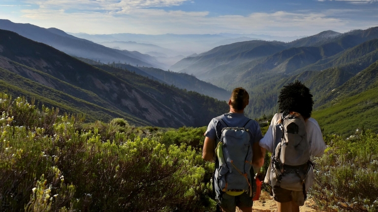 happy couple hiking in lake arrowhead ca 2024 16 9