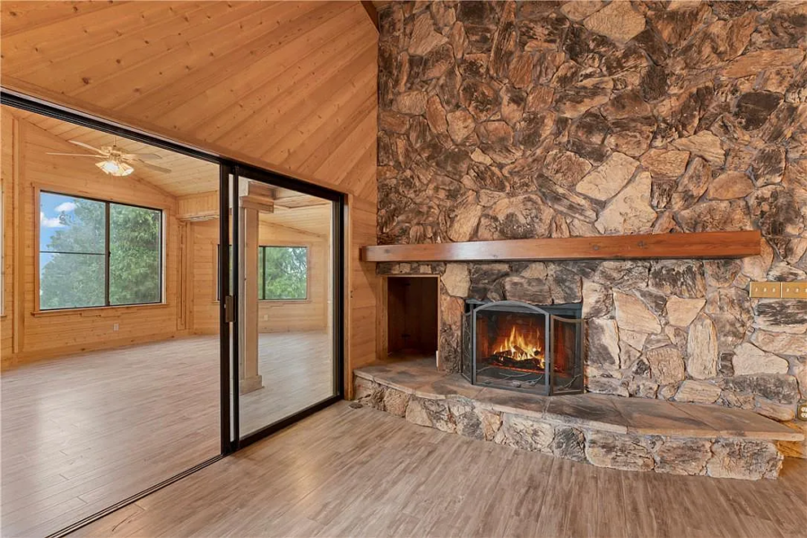 Crestline Home For Sale At 161 Pine Ridge Road Crestline Ca Fireplace 01